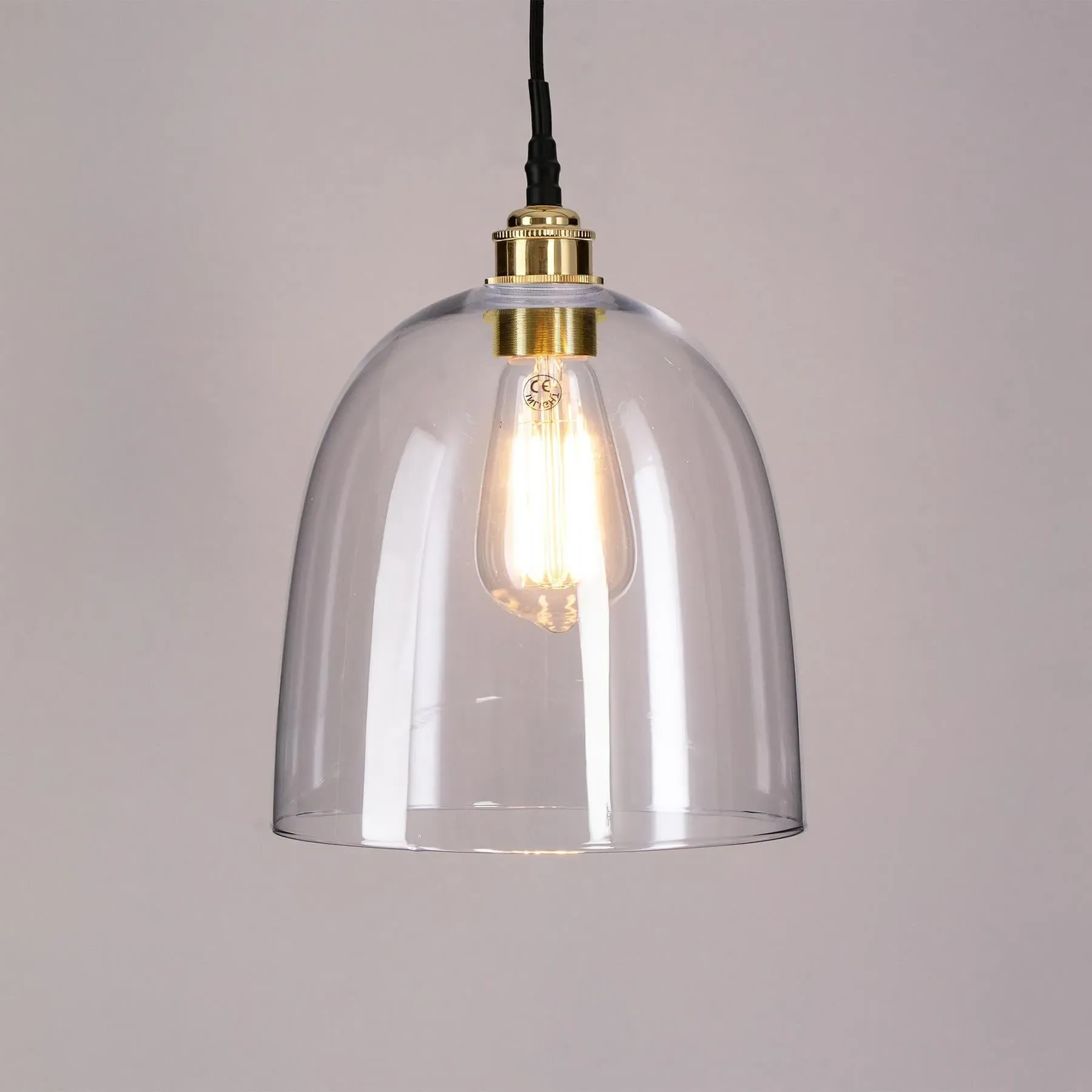 Small Bell Pendant Light - Brass, Blown Glass
