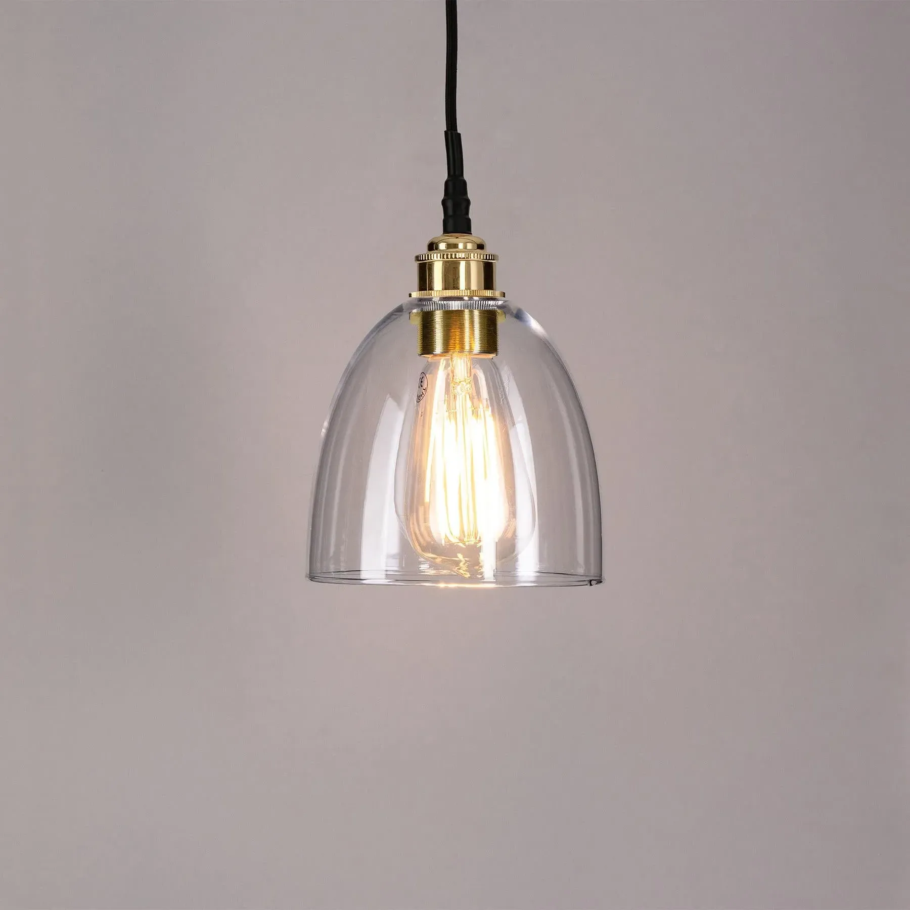 Small Bell Pendant Light - Brass, Blown Glass