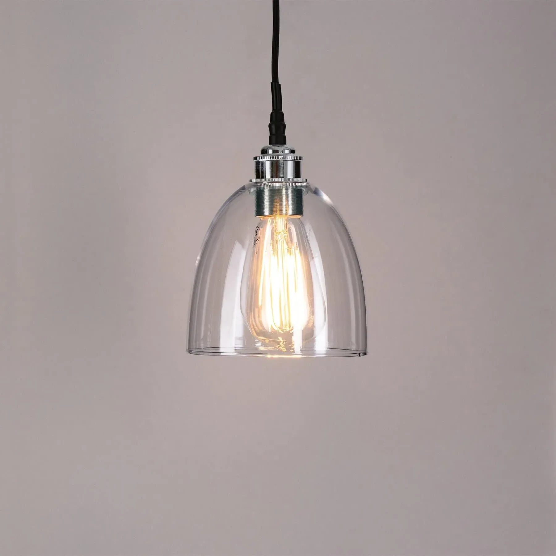 Small Bell Pendant Light - Chrome, Blown Glass