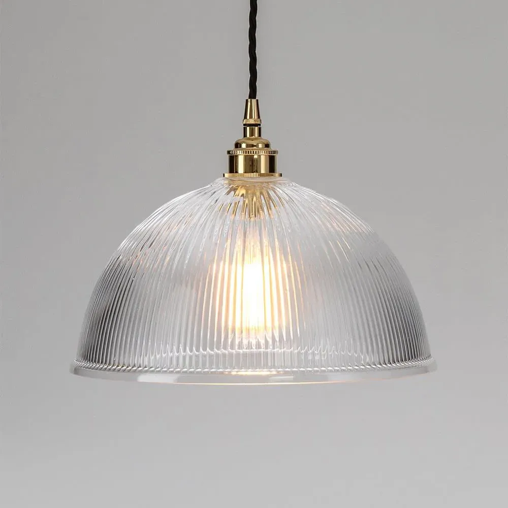 Small Dome Pendant Light - Brass, Glass