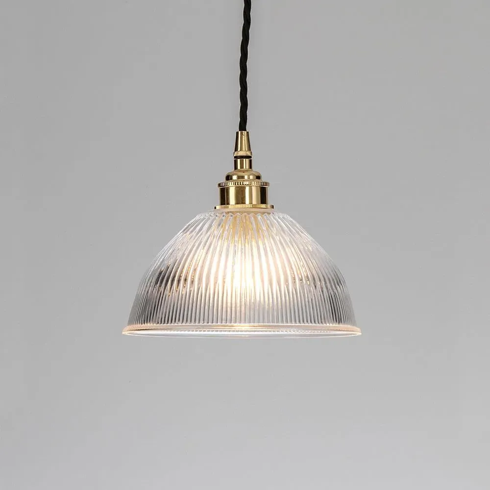 Small Dome Pendant Light - Brass, Glass image