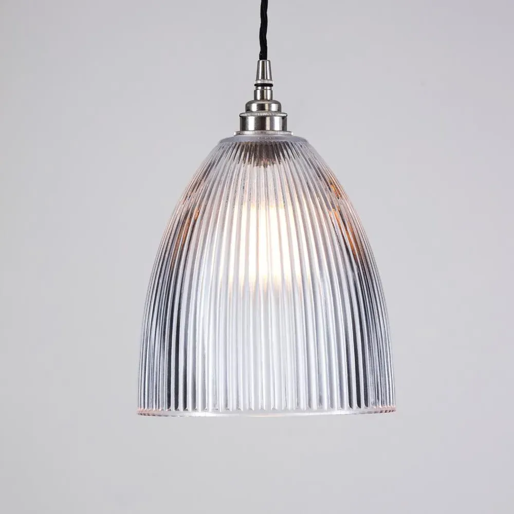 Small Elongated Pendant Light - Brass, Glass