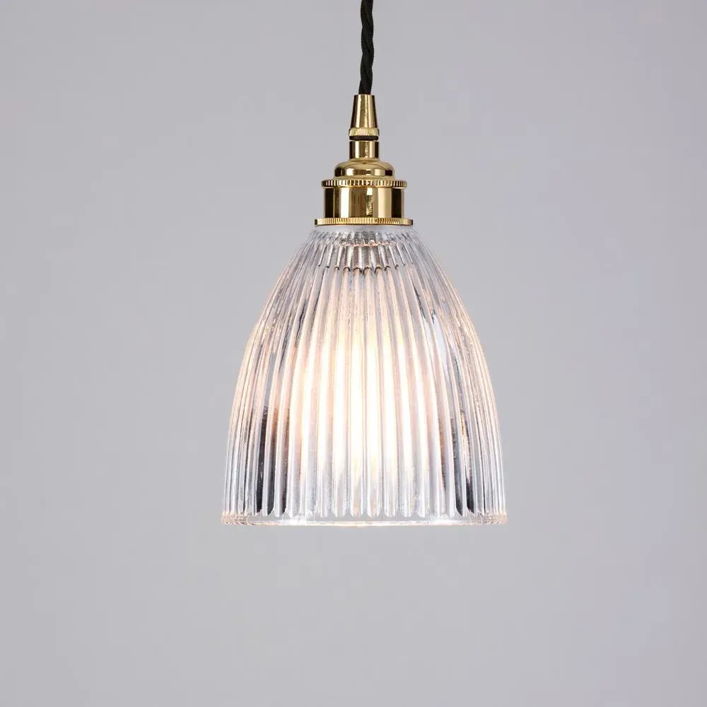 Small Elongated Pendant Light - Brass, Glass image