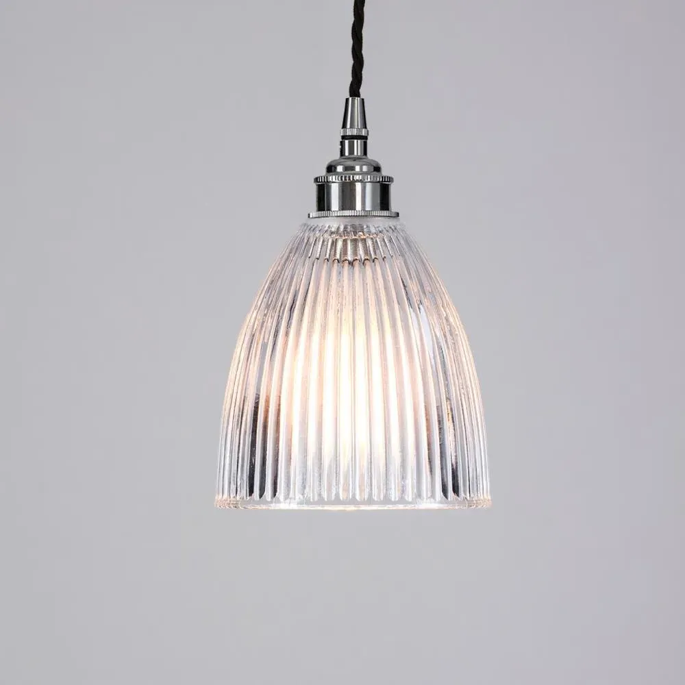 Small Elongated Pendant Light - Chrome, Glass