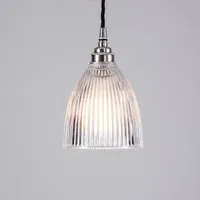 Small Elongated Pendant Light - Nickel, Glass