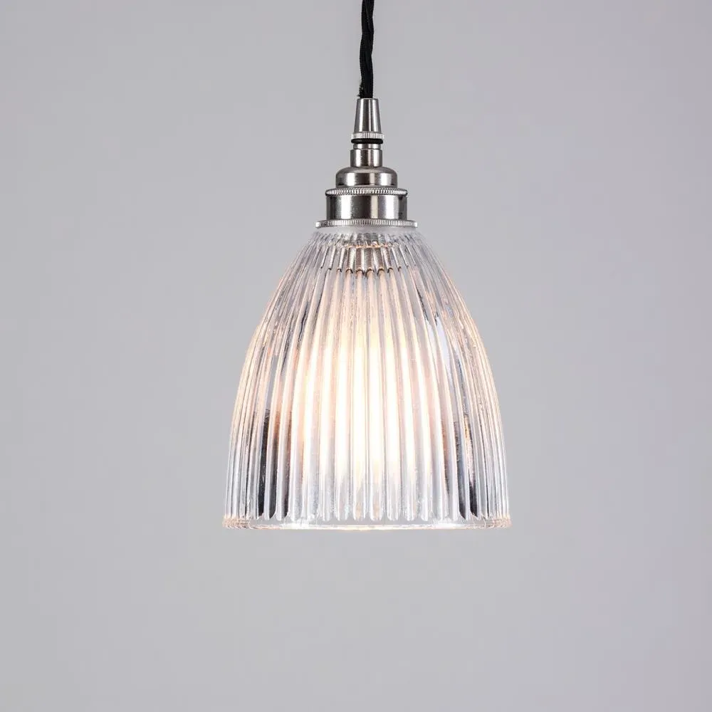 Small Elongated Pendant Light - Nickel, Glass
