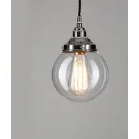 Small Globe Pendant Light - Clear, Blown Glass