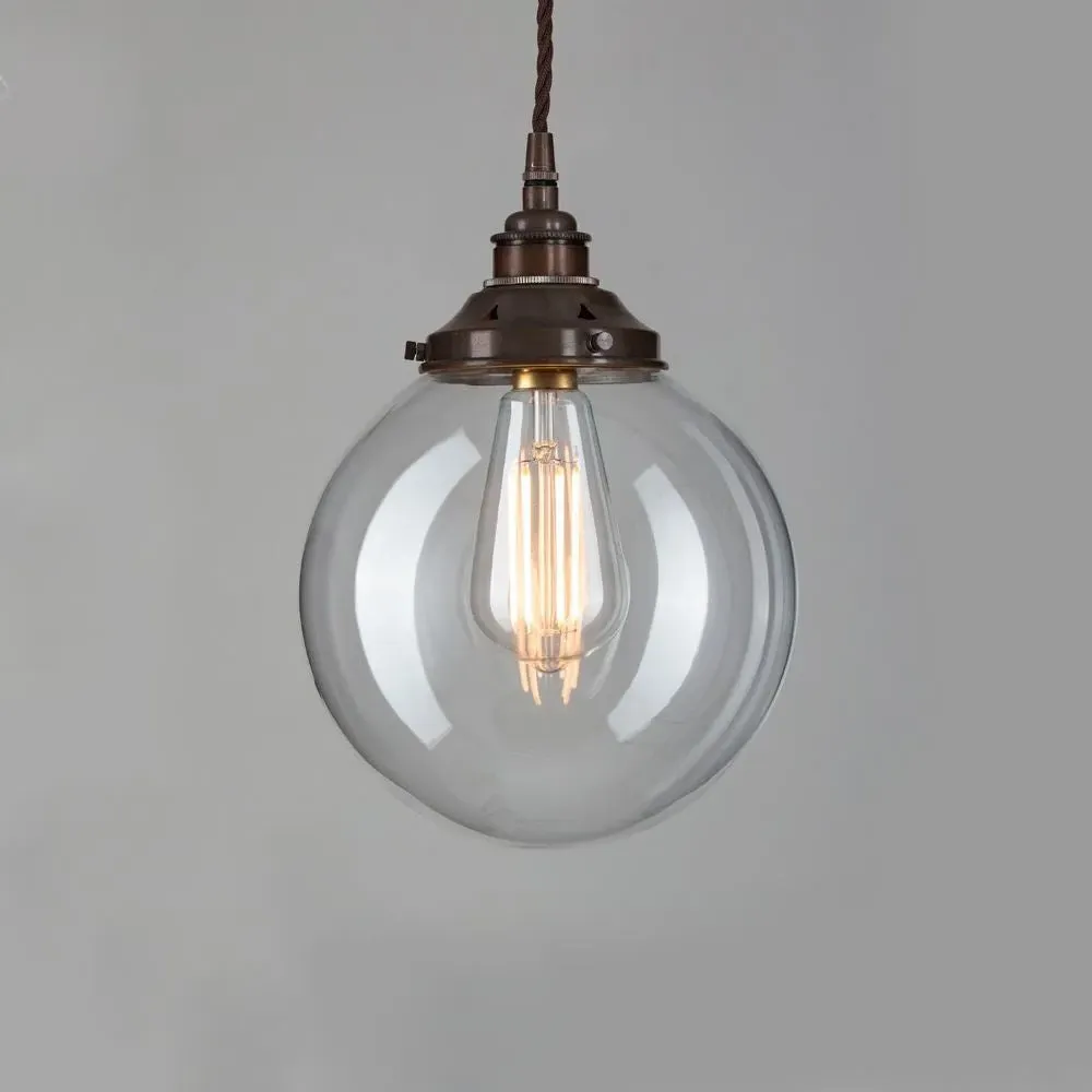 Small Globe Pendant Light - Clear, Blown Glass