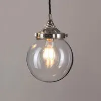 Small Globe Pendant Light - Clear, Blown Glass