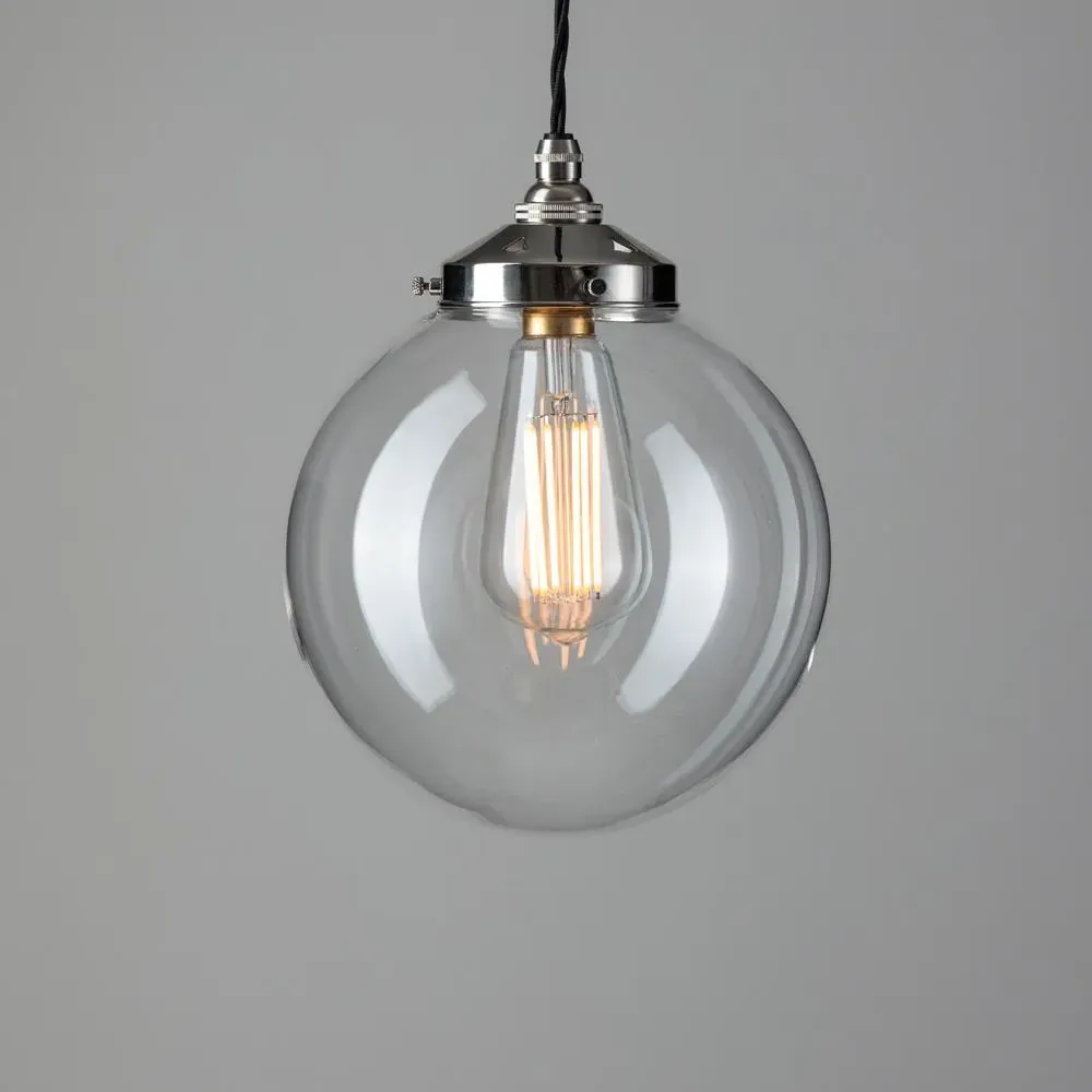 Small Globe Pendant Light - Clear, Blown Glass