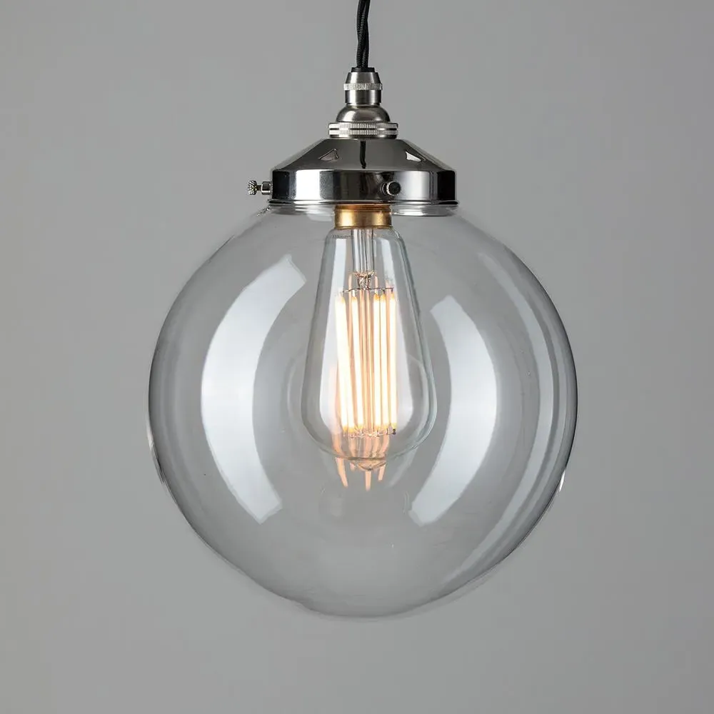 Small Globe Pendant Light - Clear, Blown Glass