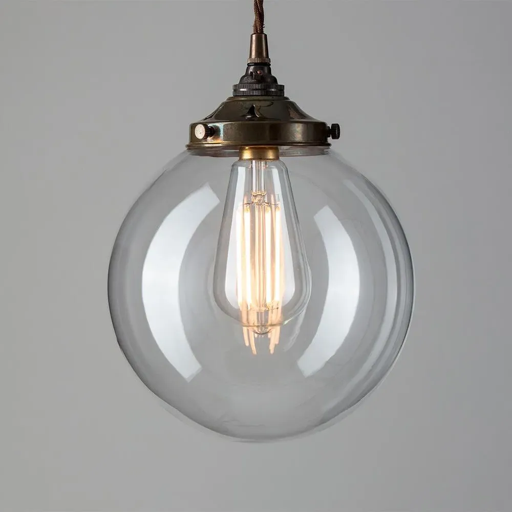 Small Globe Pendant Light - Clear, Blown Glass