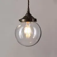 Small Globe Pendant Light - Clear, Blown Glass