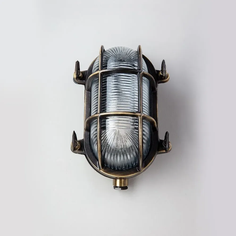Small Oval Bulkhead Light - Antique Brass image