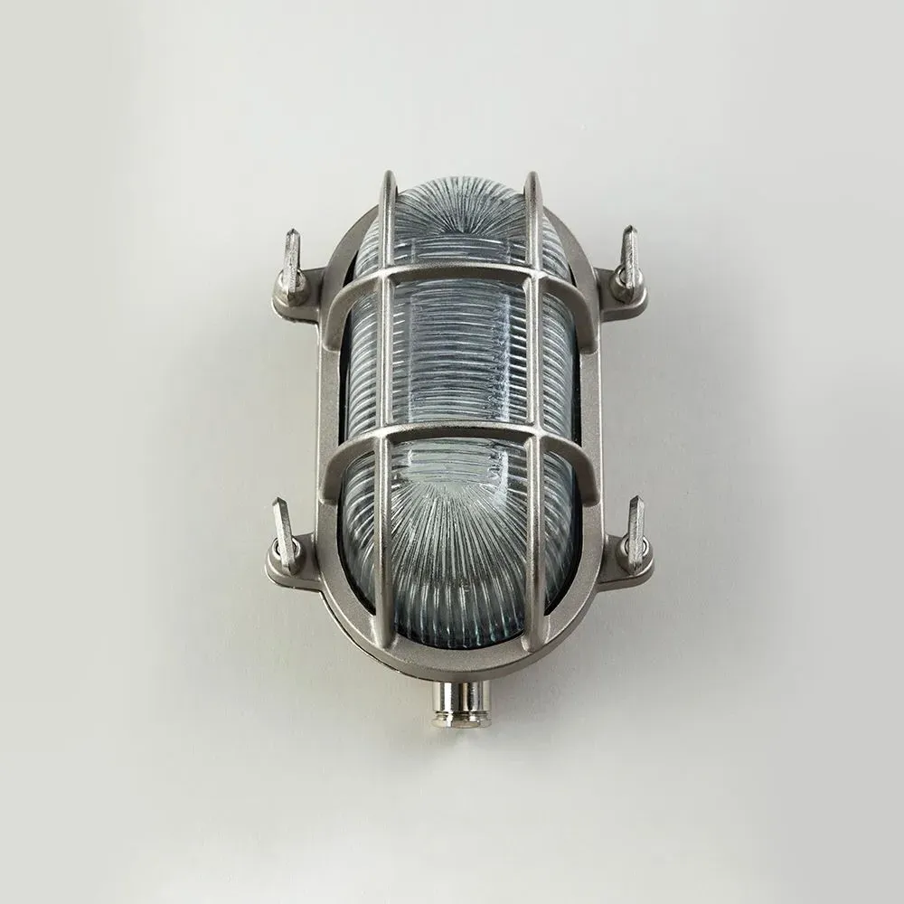 Small Oval Bulkhead Wall Light - Nickel, Brass image