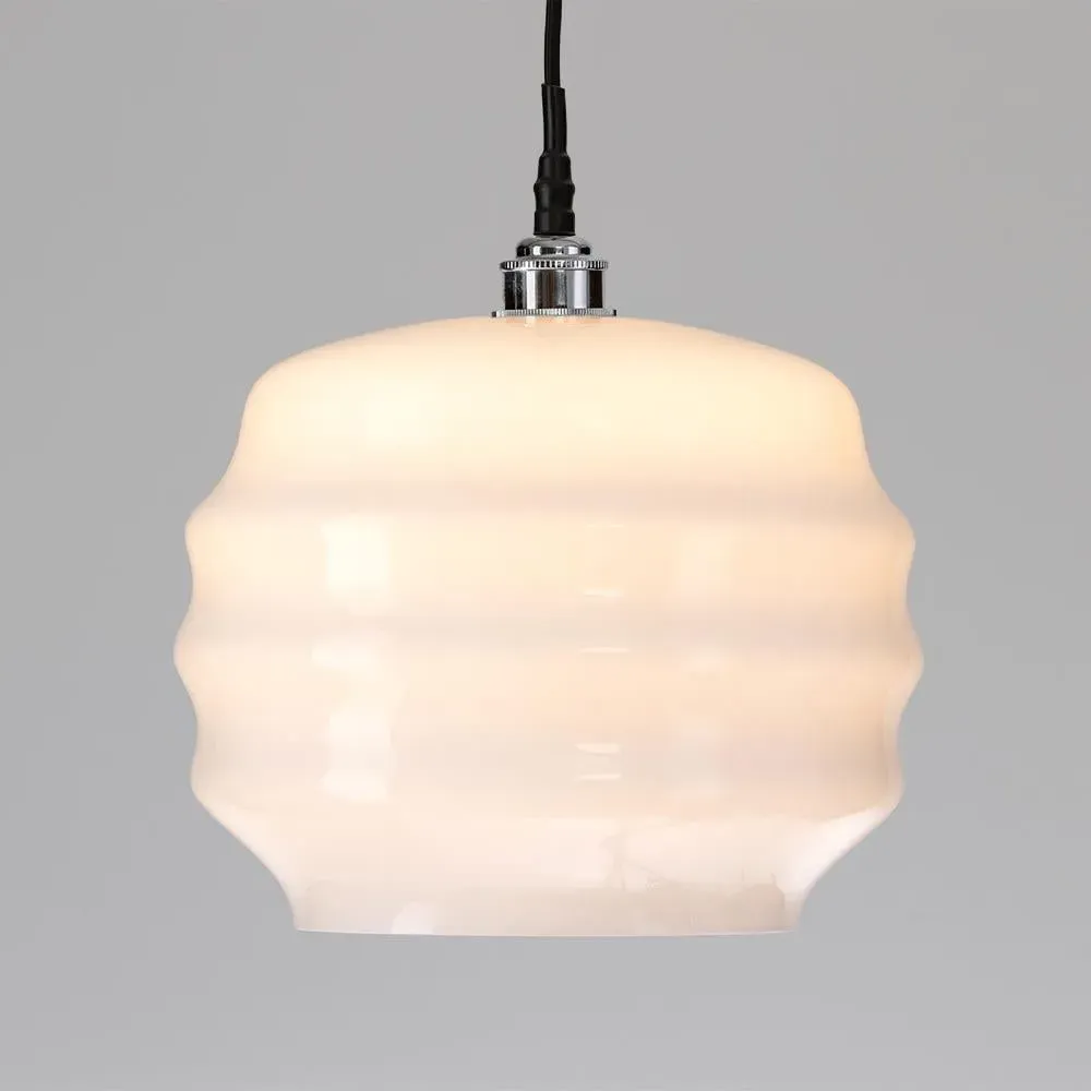 Small Pendant Light - Chrome, Opal Glass