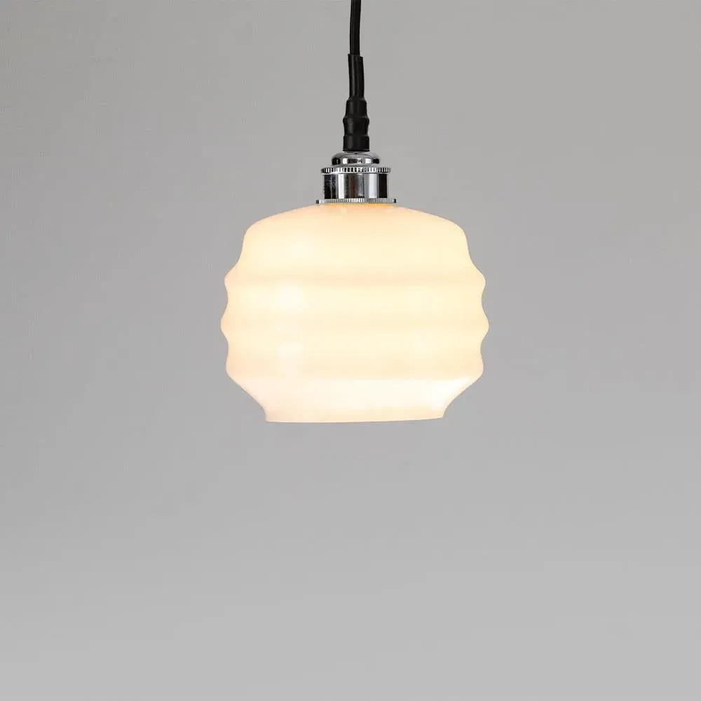 Small Pendant Light - Chrome, Opal Glass