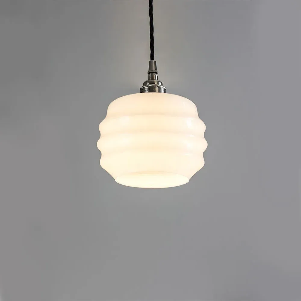 Small Pendant Light Deco Style - White, Opal Glass image