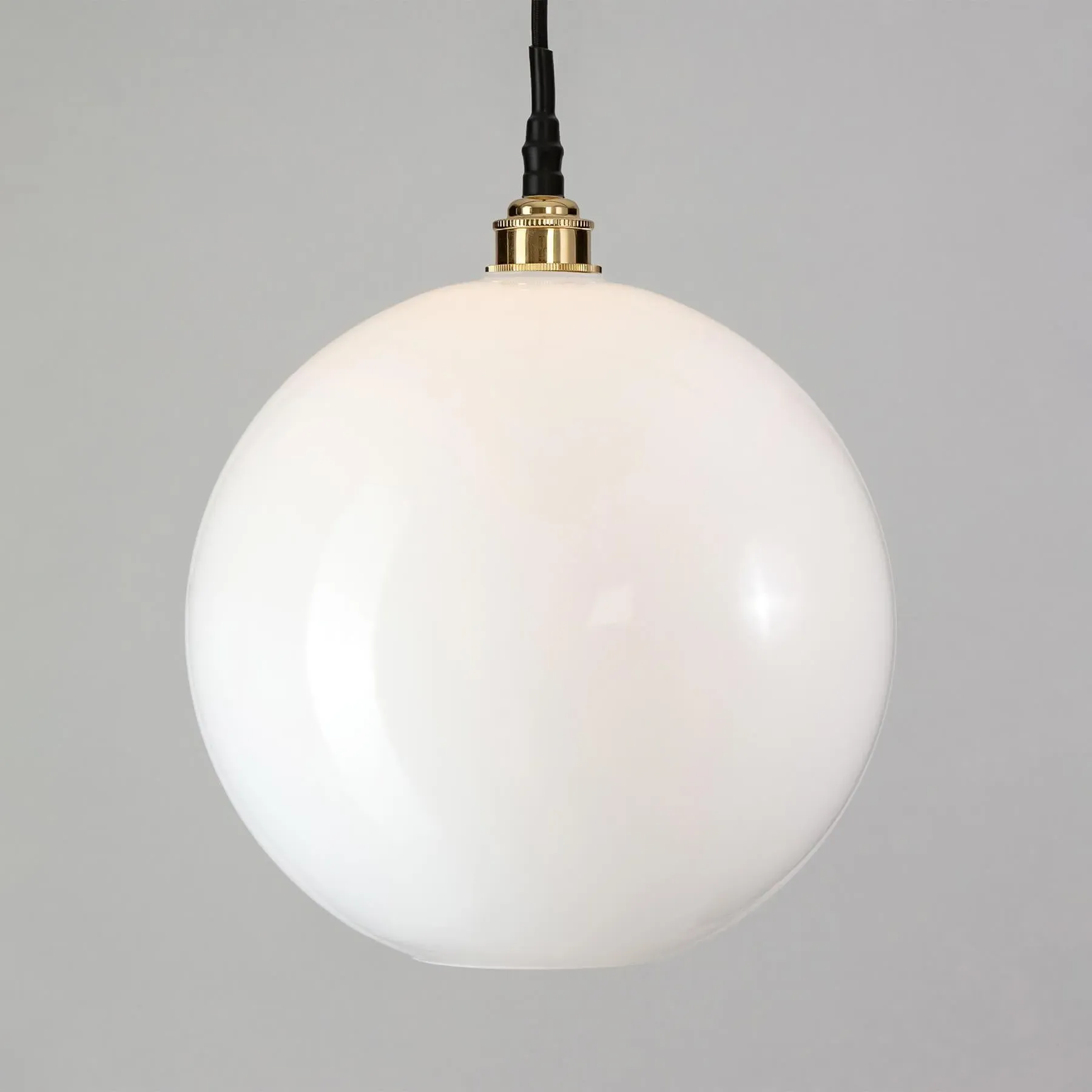 Small Pendant Light IP44 - Brass, Opal Glass