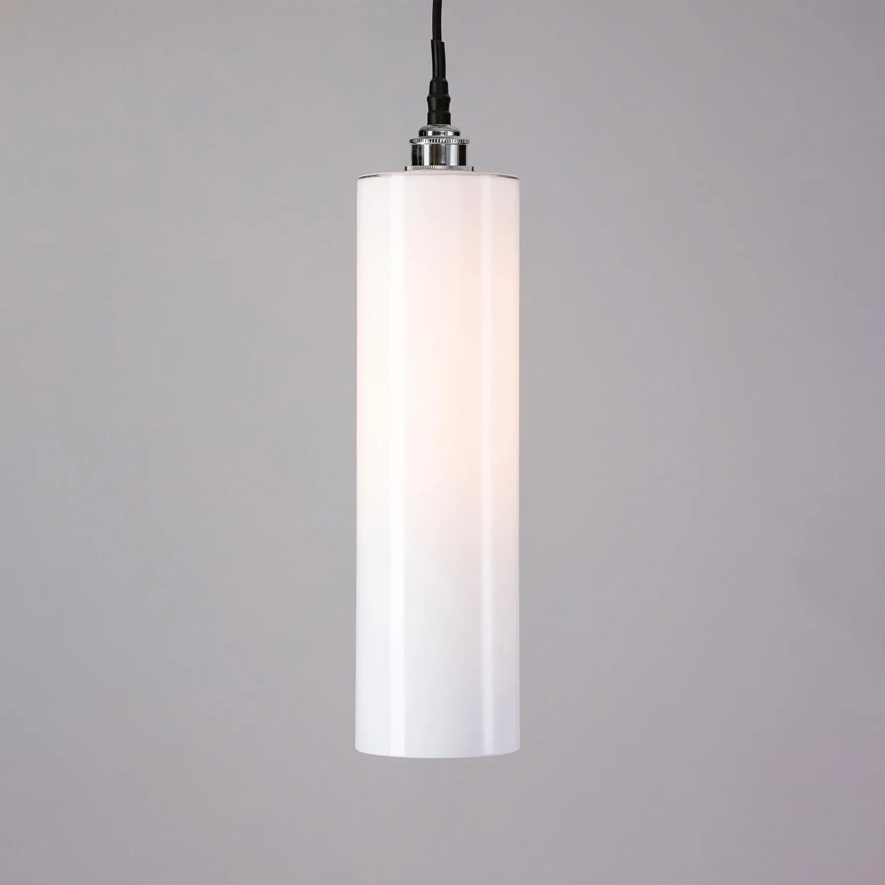 Small Pendant Light IP44 Rated - Black, Opal Glass