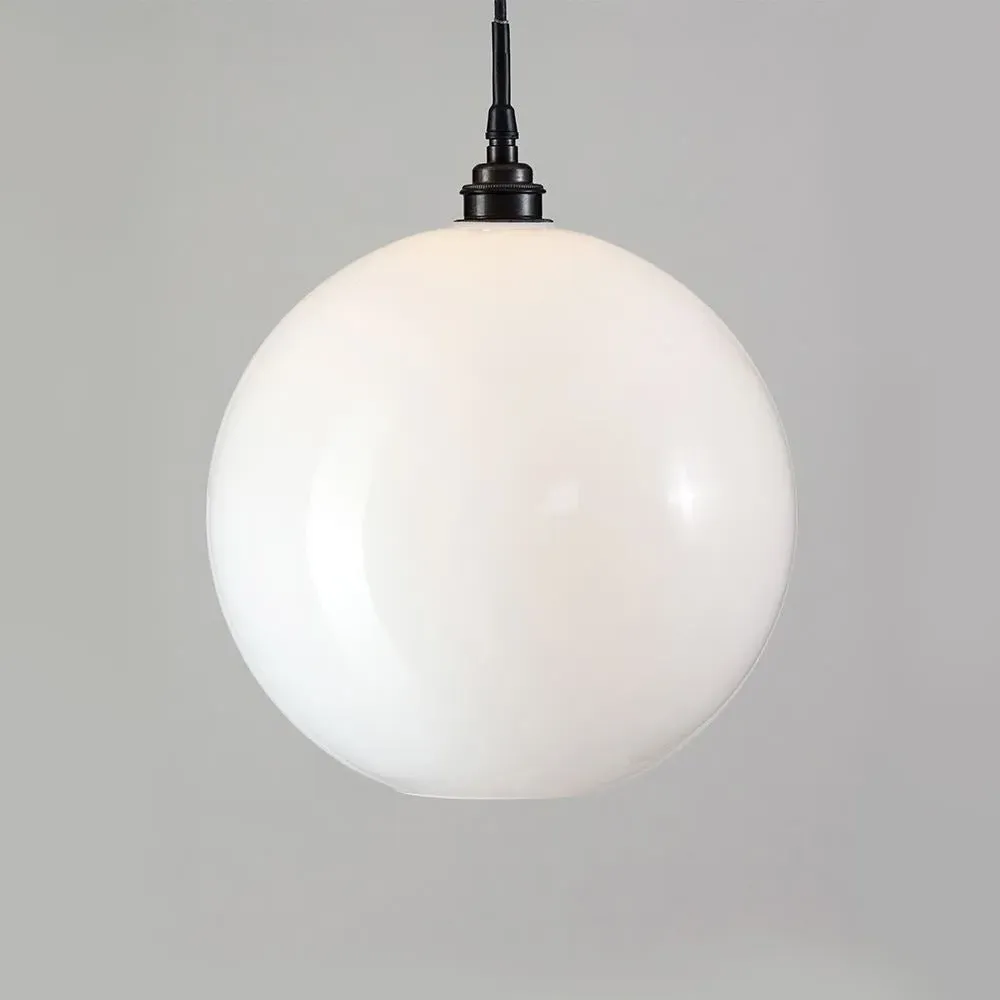 Small Pendant Light - Polished Nickel, Opal Glass