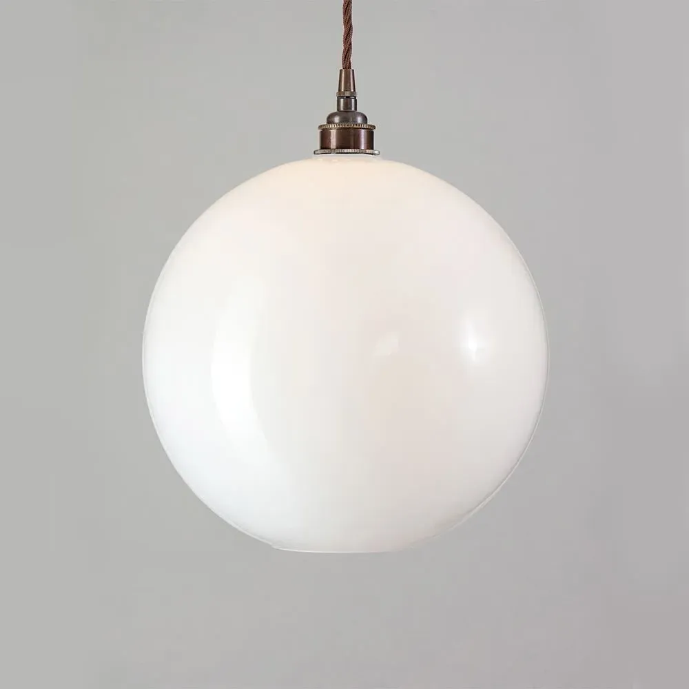 Small Pendant Light - Polished Nickel, Opal Glass