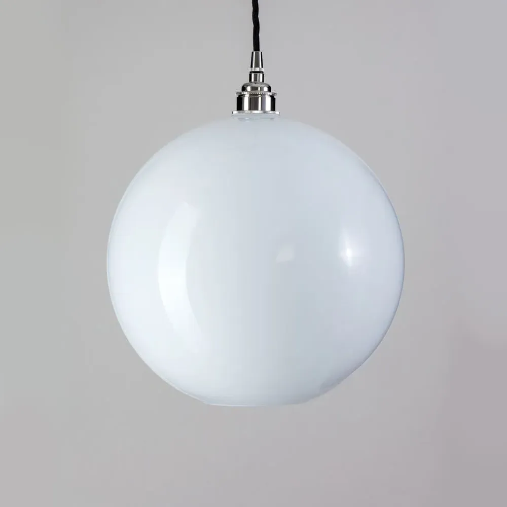Small Pendant Light - Polished Nickel, Opal Glass