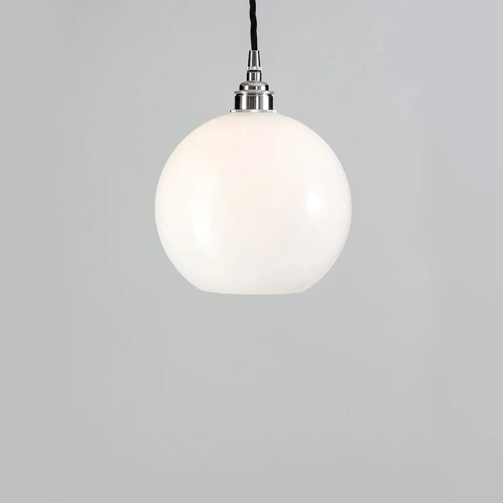 Small Pendant Light - Polished Nickel, Opal Glass image