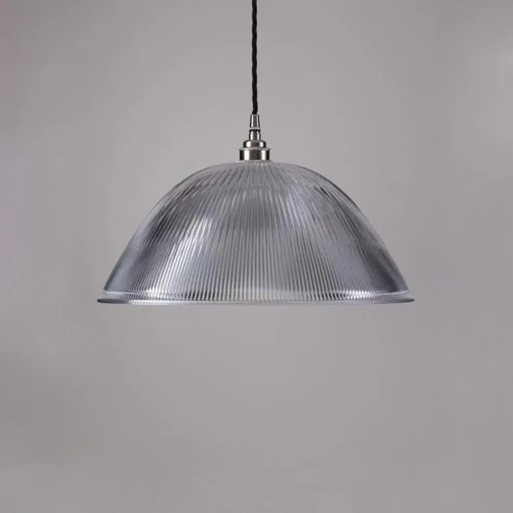 Small Prismatic Dome Pendant Light - Chrome, Glass