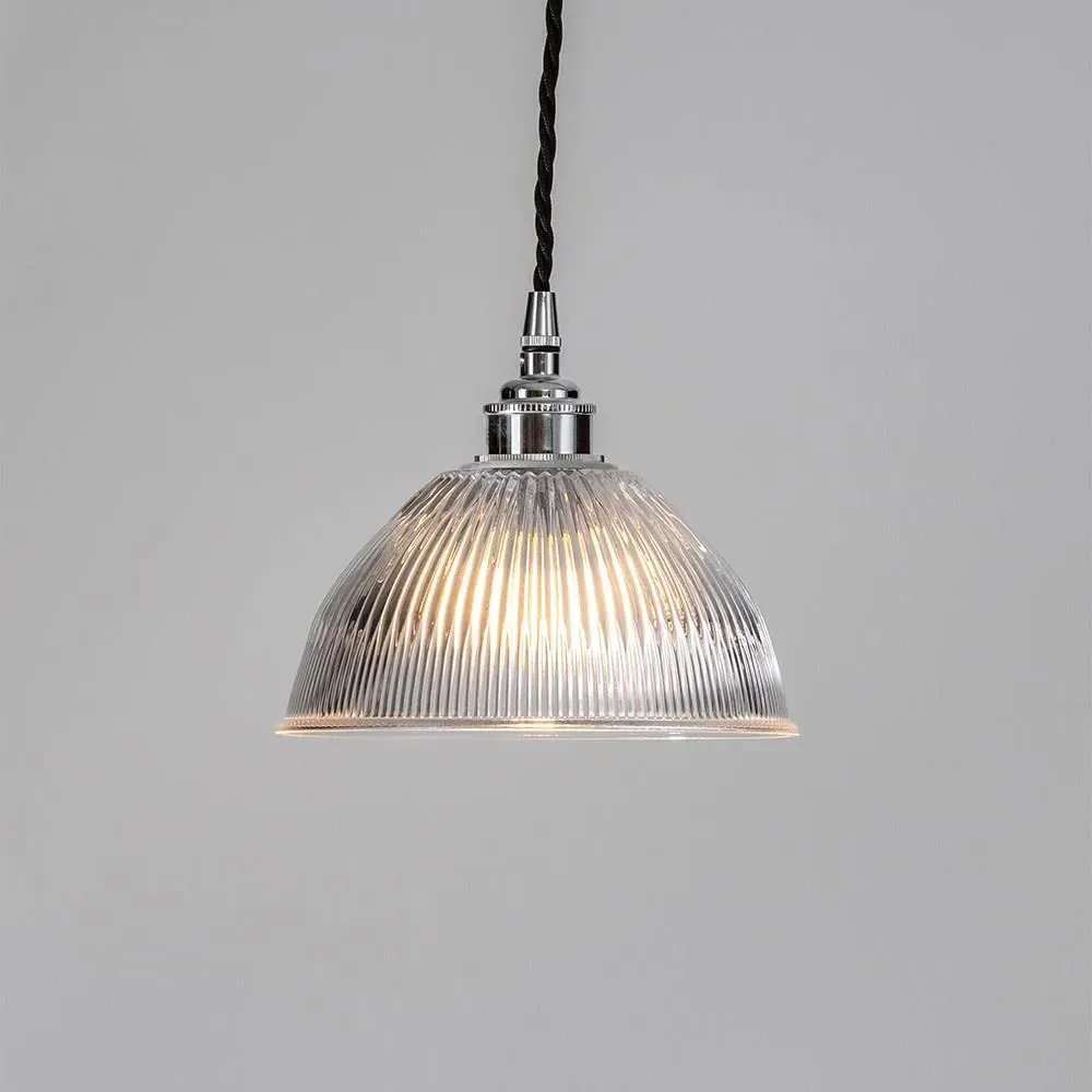 Small Prismatic Dome Pendant Light - Chrome, Glass image