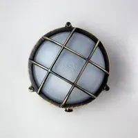 Small Round Bulkhead Light - Antique Brass