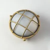 Small Round Bulkhead Light - Brass, Glass