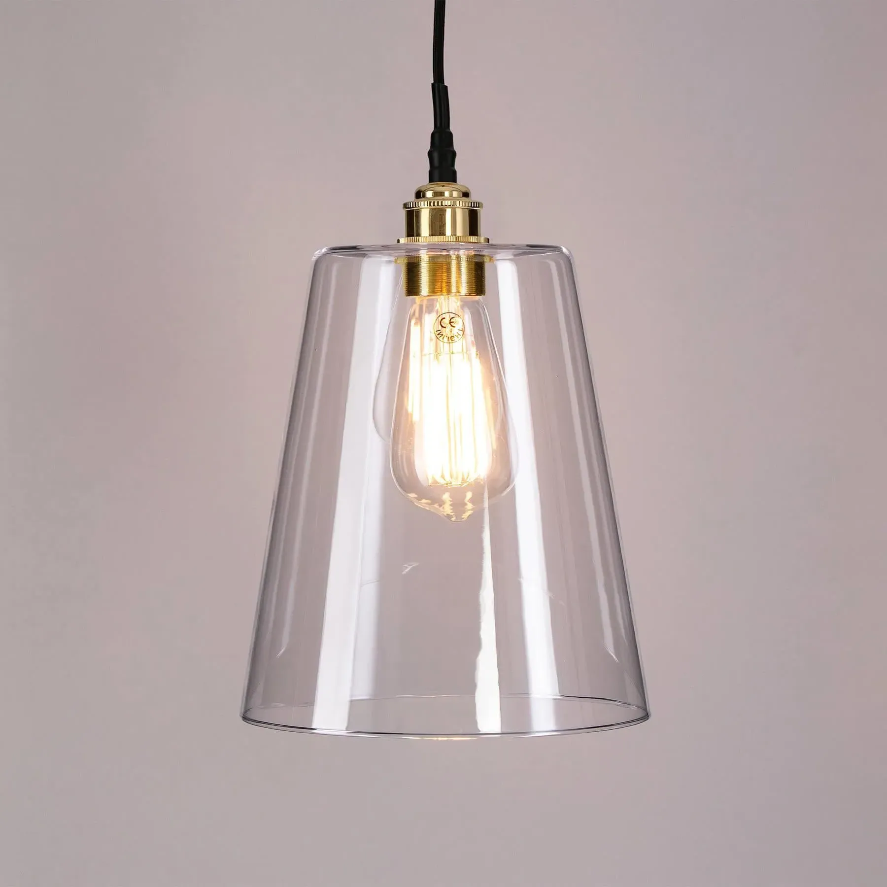 Small Tapered Pendant Light - Black, Glass