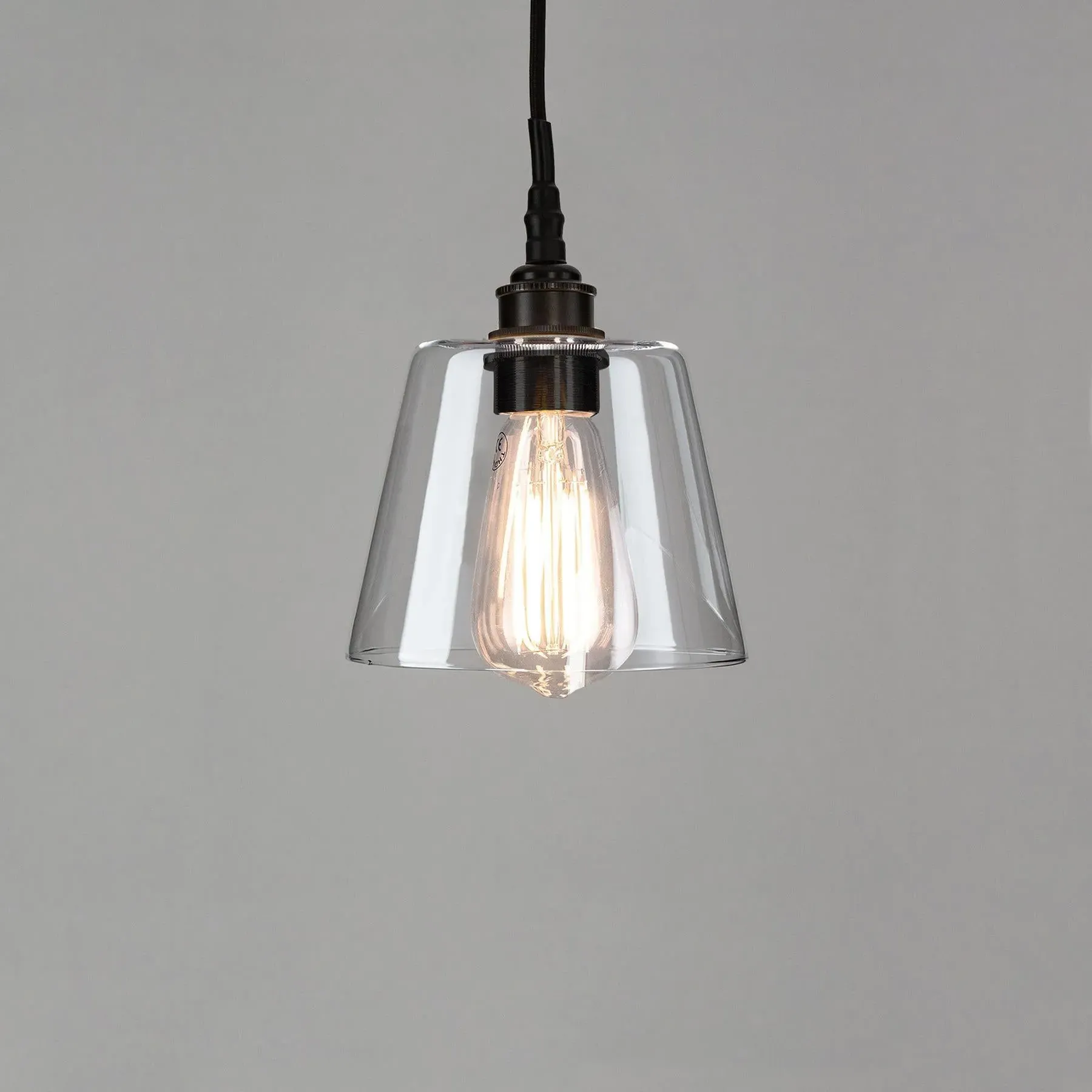 Small Tapered Pendant Light - Black, Glass image