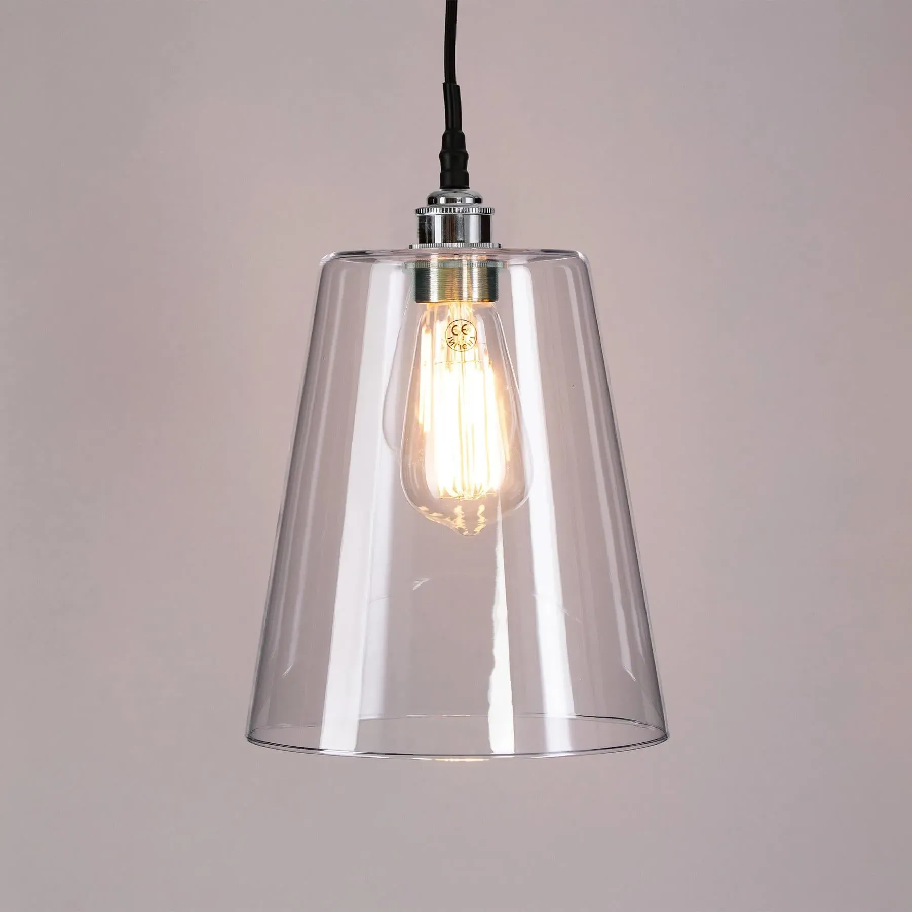 Small Tapered Pendant Light - Brass, Glass
