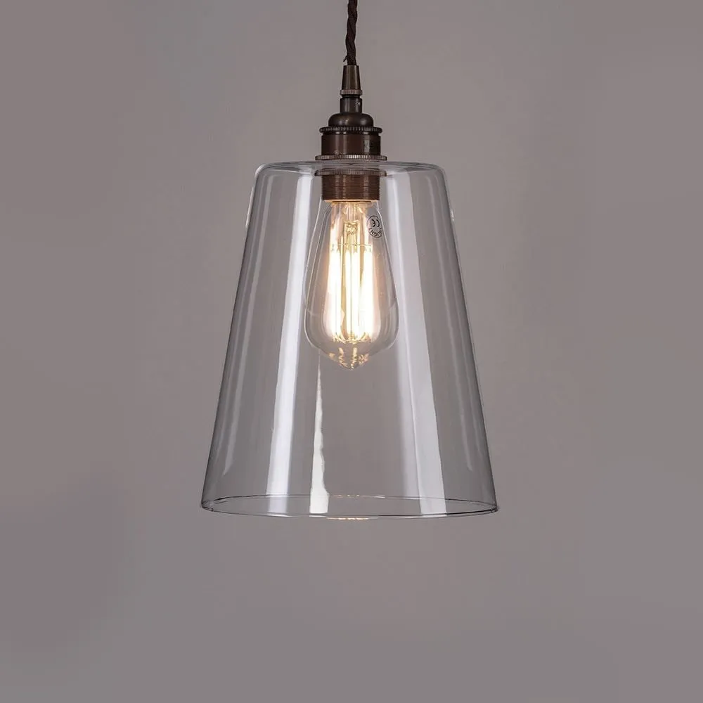 Small Tapered Pendant Light - Brass, Glass