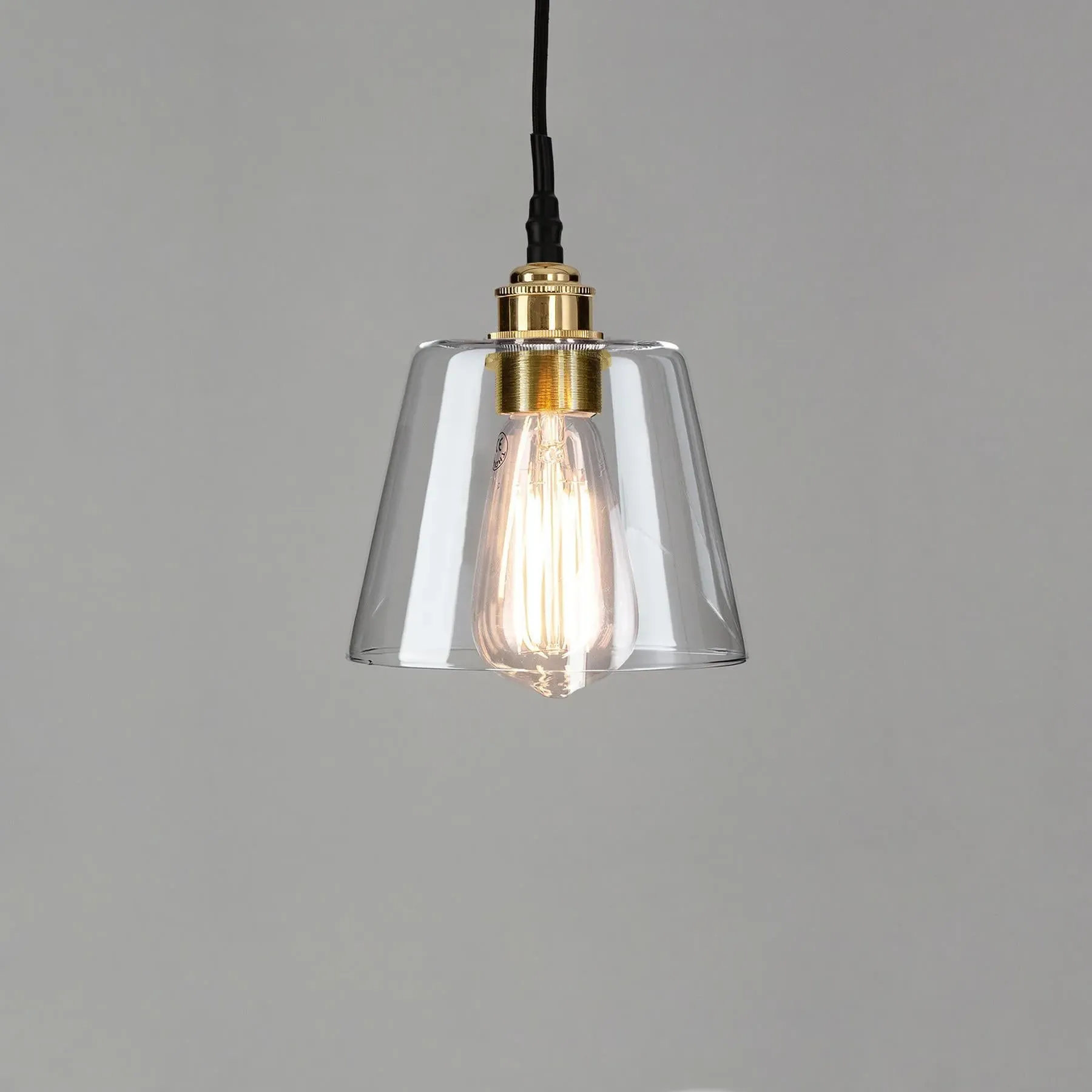 Small Tapered Pendant Light - Brass, Glass