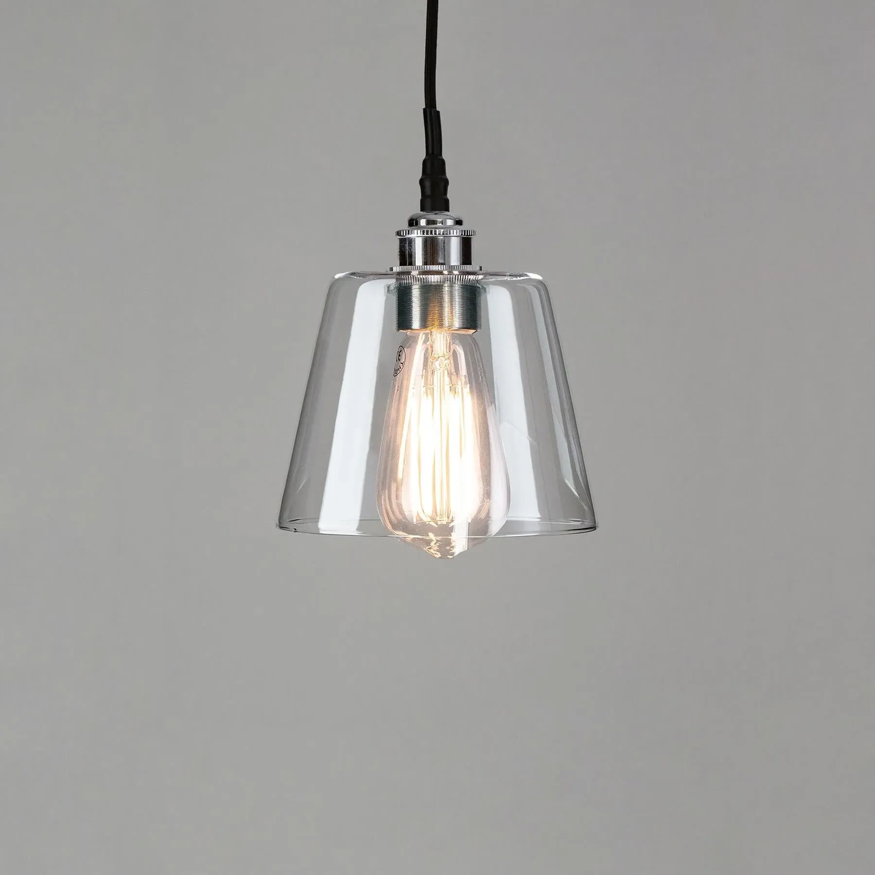 Small Tapered Pendant Light - Chrome, Glass