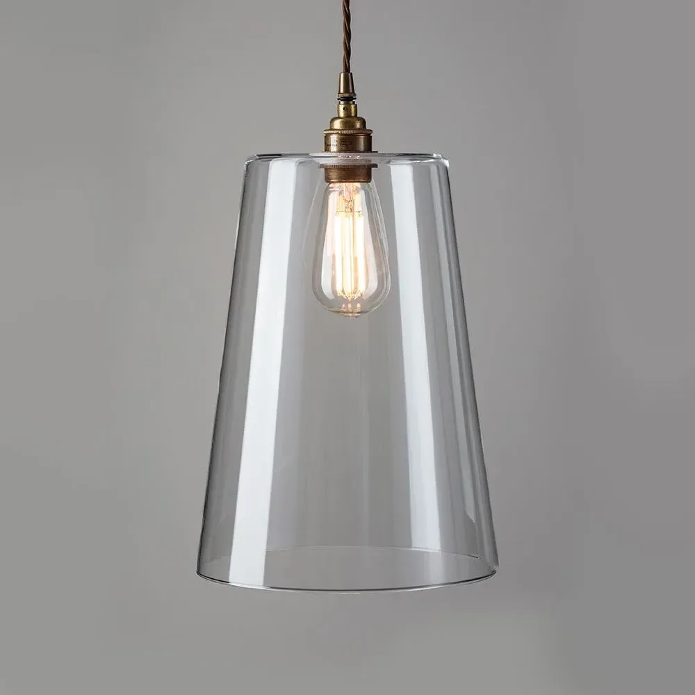 Small Tapered Pendant Light - Nickel, Glass