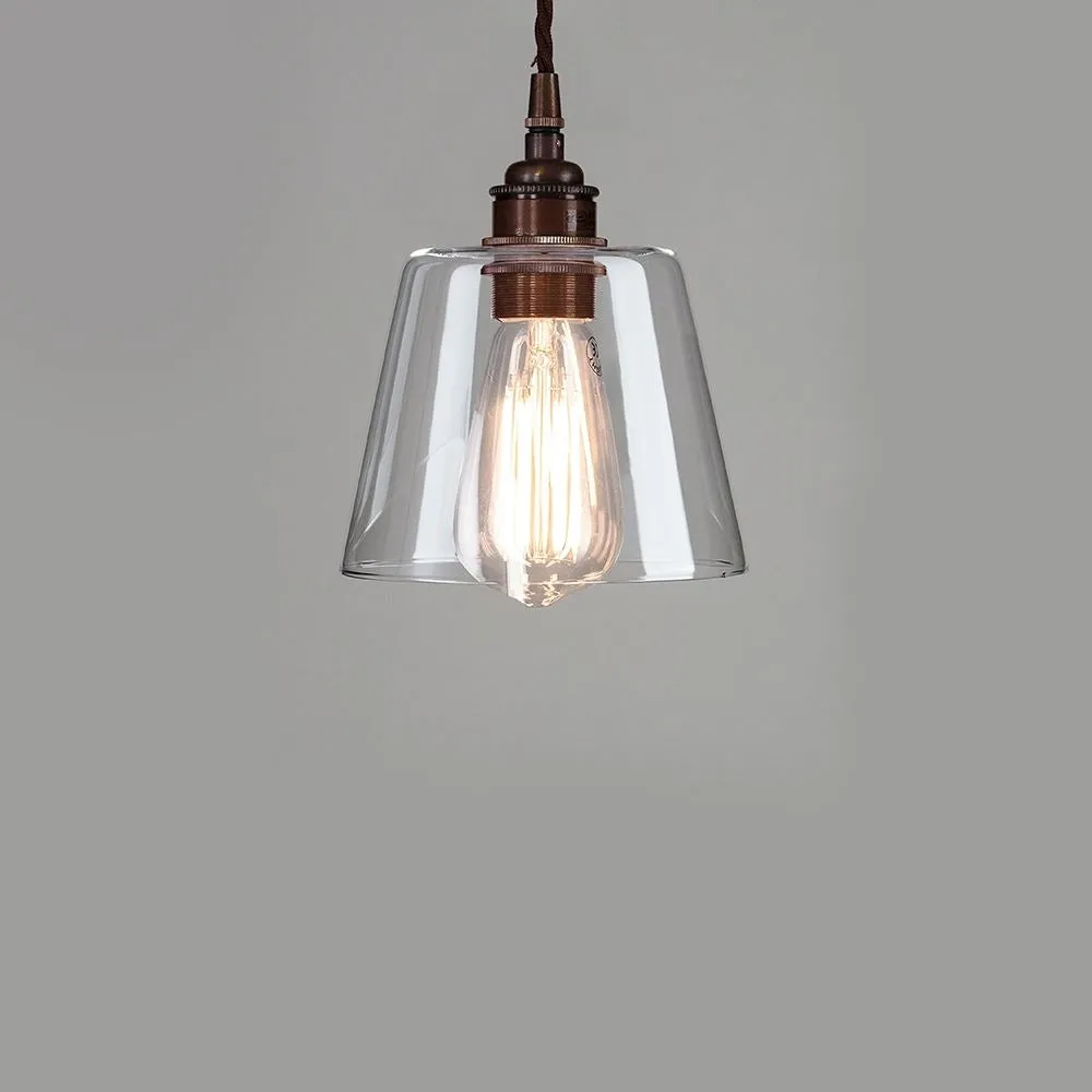 Small Tapered Pendant Light - Nickel, Glass
