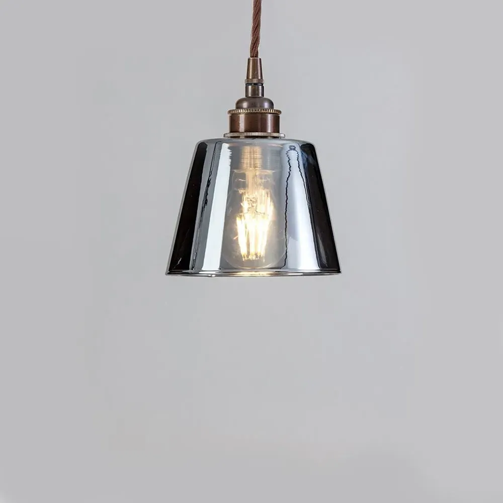 Small Tapered Pendant Light - Nickel, Glass