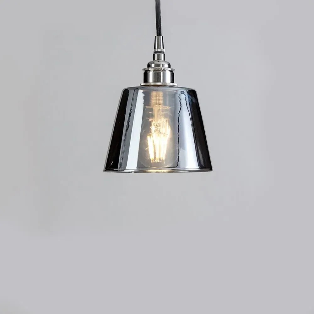 Small Tapered Pendant Light - Nickel, Glass