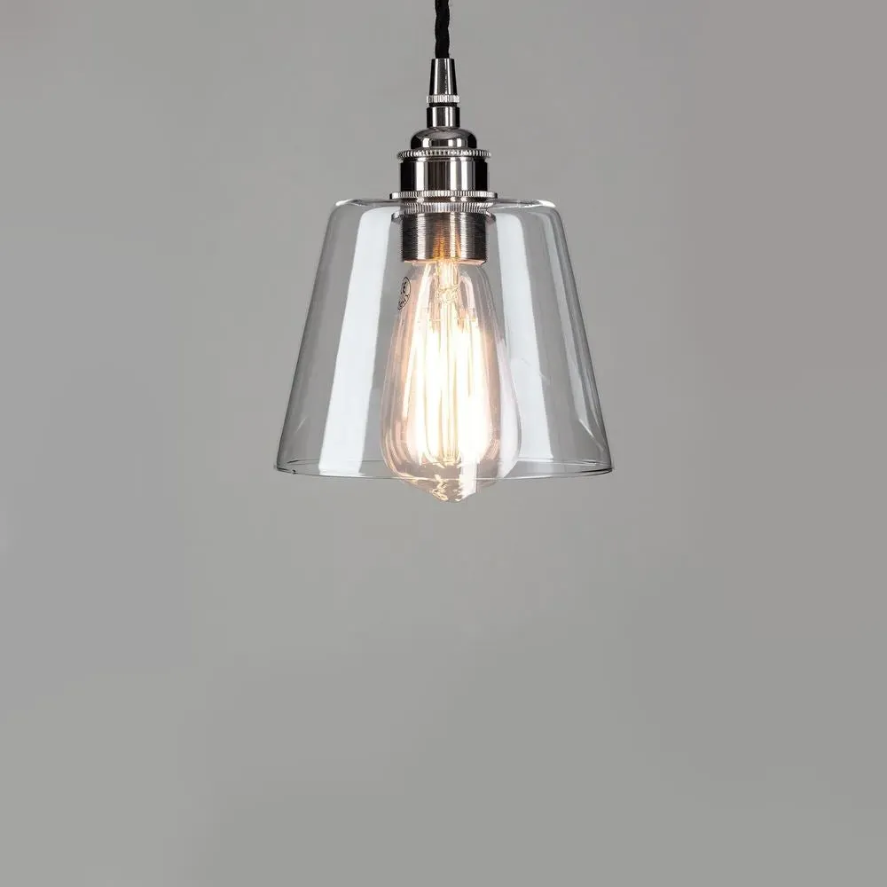 Small Tapered Pendant Light - Nickel, Glass