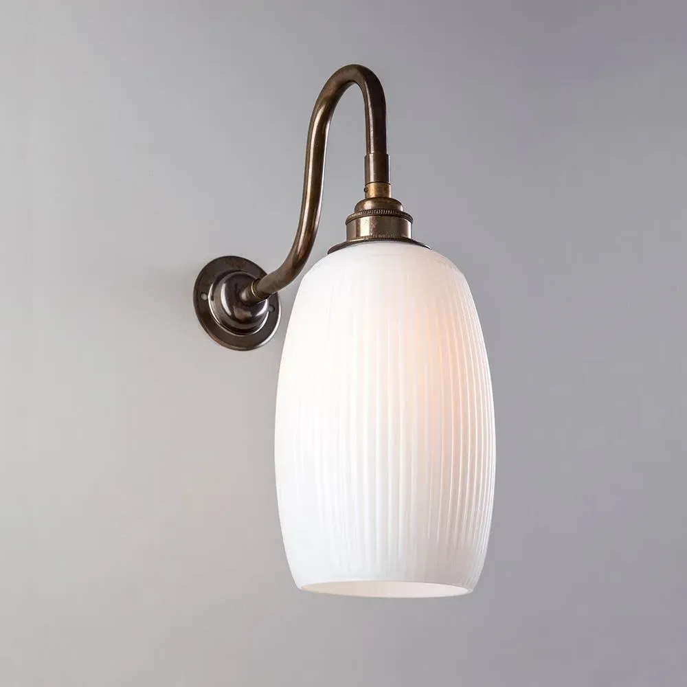 Swan Neck Wall Light - Antique Brass, Opal Glass image