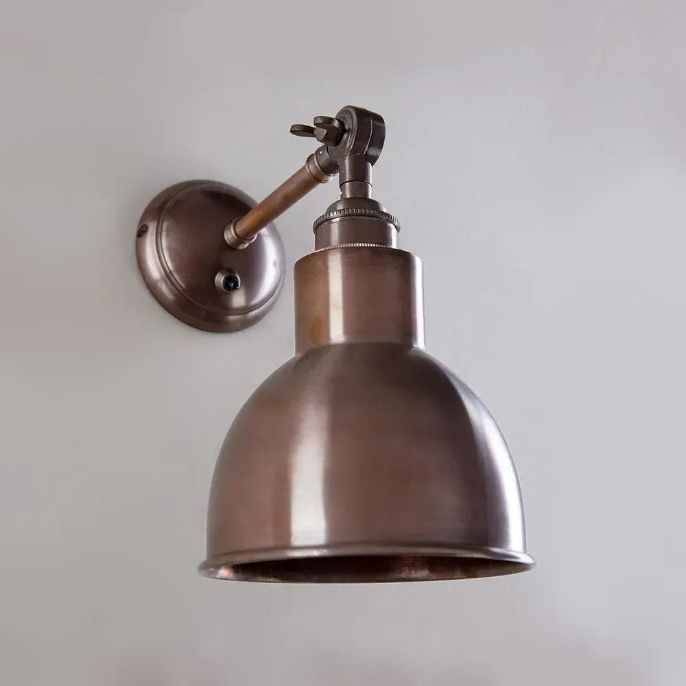Switched Wall Light with Metal Shade - Brass