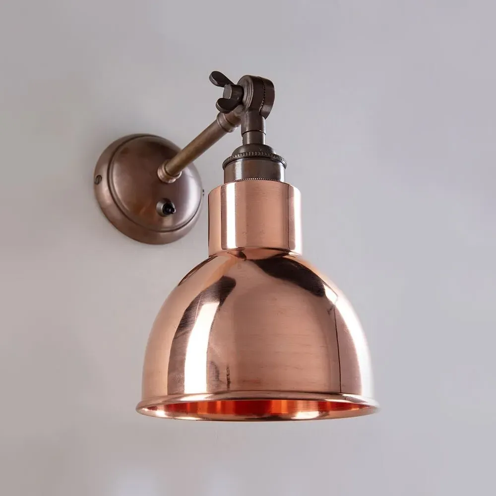 Switched Wall Light with Metal Shade - Brass