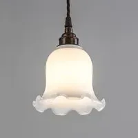 Tulip Pendant Light - Antique Brass, Opal Glass
