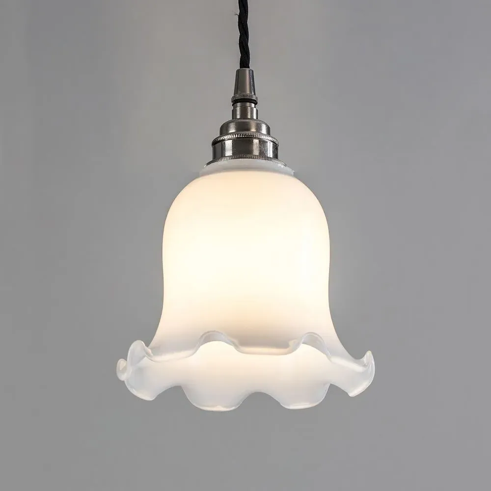 Tulip Pendant Light - Antique Brass, Opal Glass