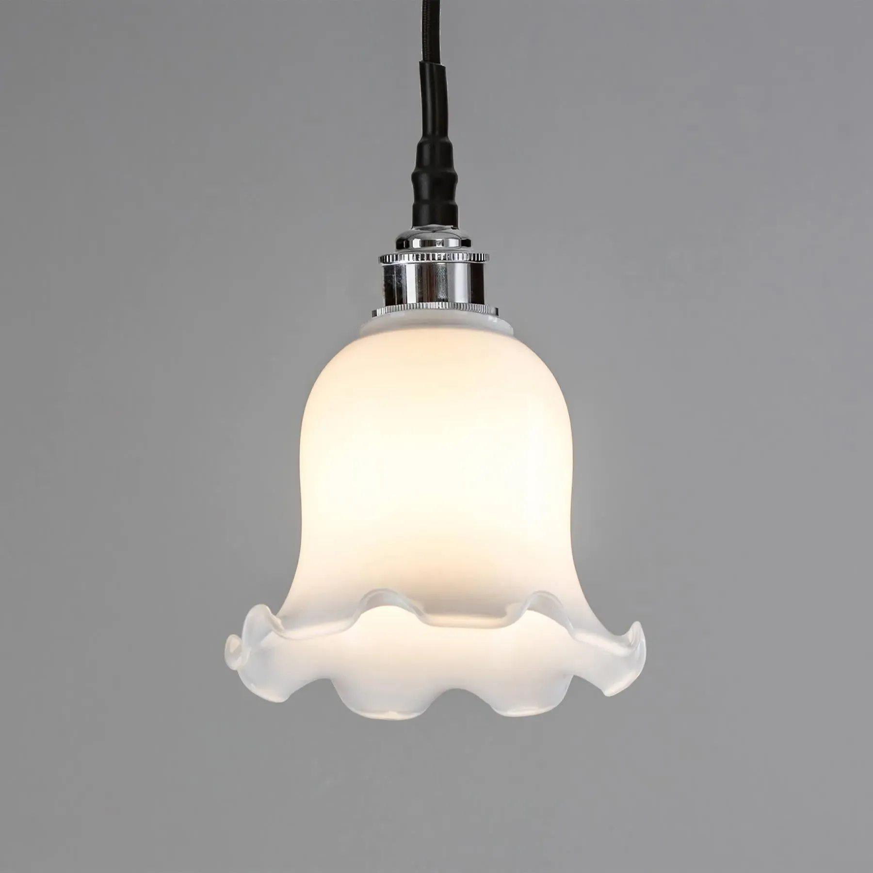 Tulip Pendant Light IP44 - Chrome, Opal Glass