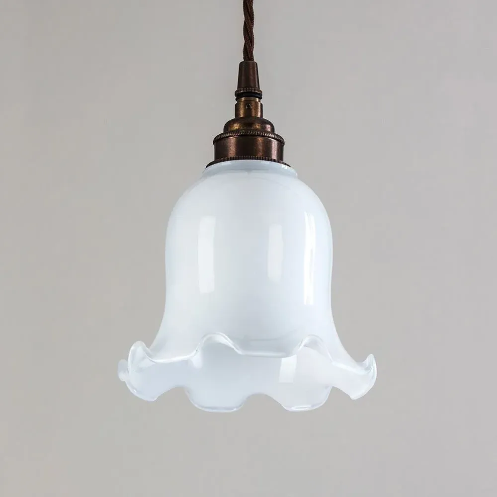 Tulip Pendant Light - Polished Nickel, Opal Glass
